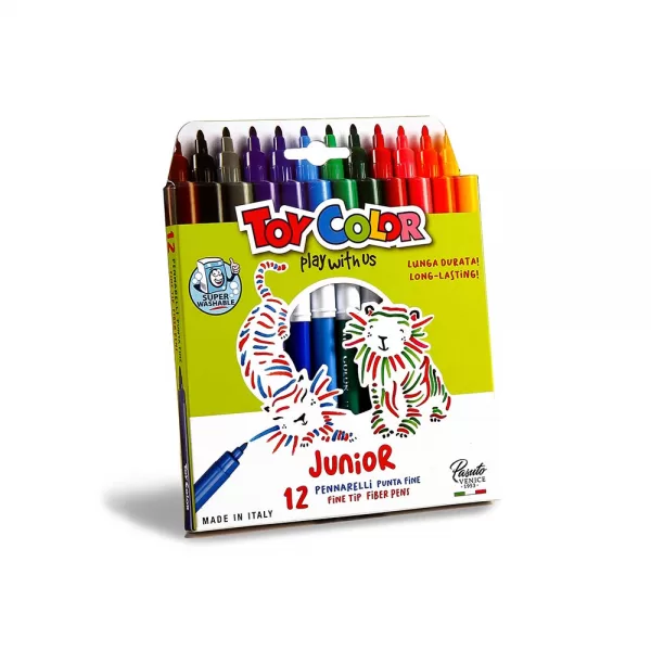 Toy Color – Superwashable – Titanium & Gluten-Free Junior Fibre Pens – 12 Colours