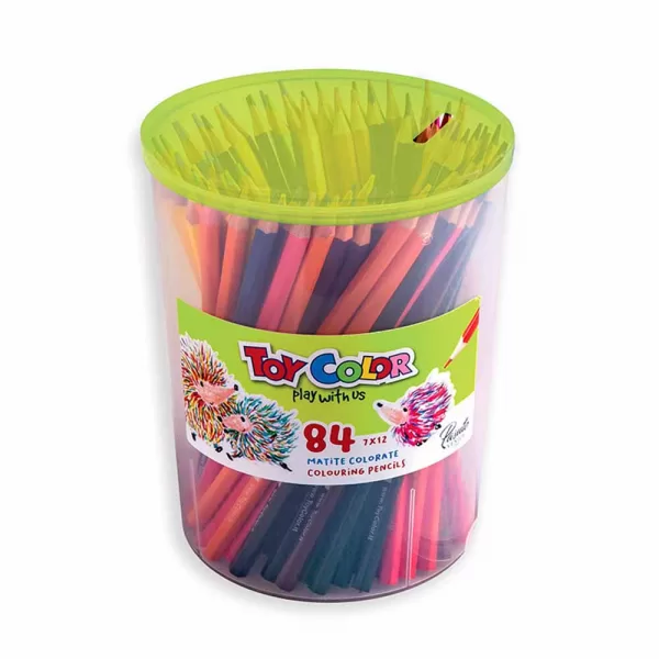 Toy Color – Wooden Pencil – 12 Colours – 84Pieces Jar