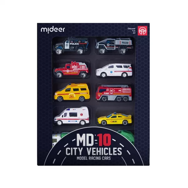 Mideer – Alloy Racing Cars – Set of 10 City Vehicles