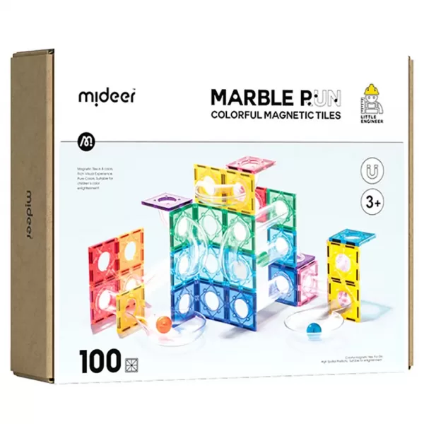 Mideer – Colourful Magnetic Tiles Marble Run – 100pcs