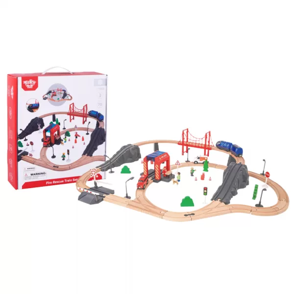 TookyToy – Wooden Train Set – Fire Rescue