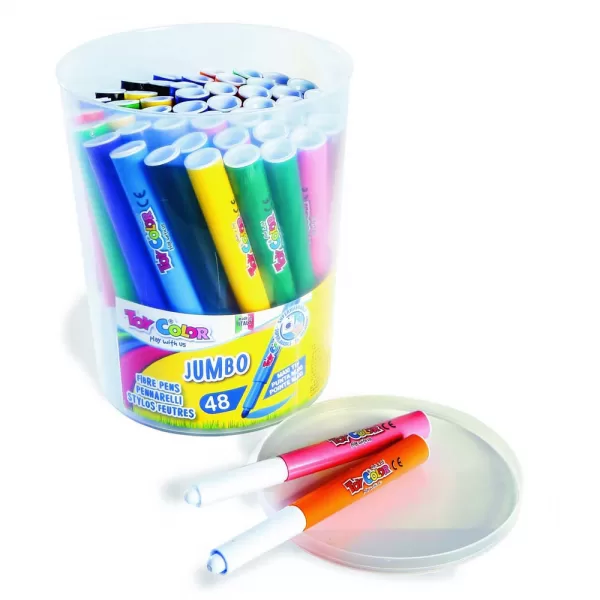 Toy Color – Fibre Pens – Jumbo – 12 Colours – 48pcs Jar