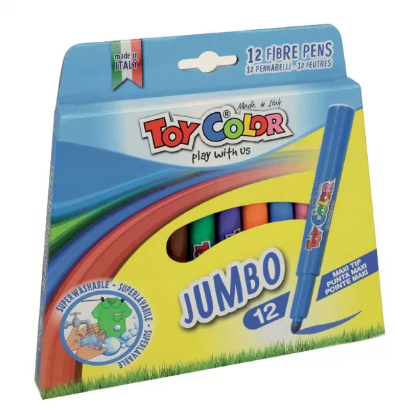 Toy Color – Fibre Pens – Jumbo – 12 Colours Retail Hanger Pack
