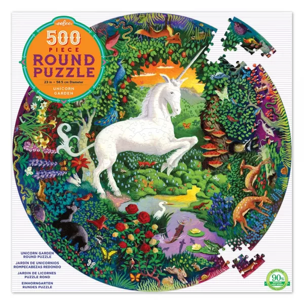 eeBoo – Unicorn Garden 500 Piece Round Puzzle