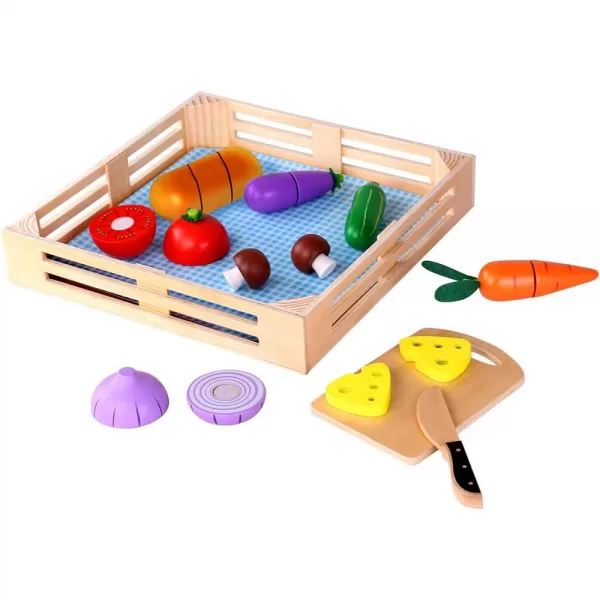 TookyToy – Wooden Cutting Vegetables Pretend Play Set