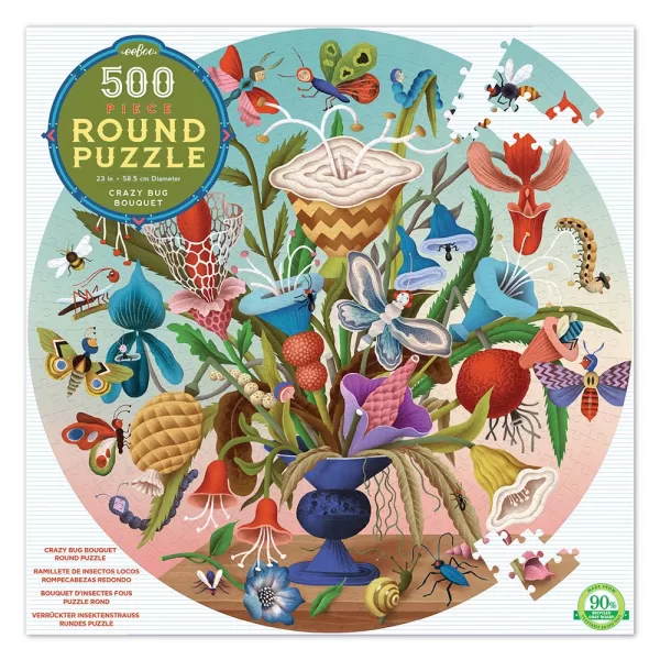 eeBoo – Crazy Bug Bouquet 500 Piece Round Puzzle