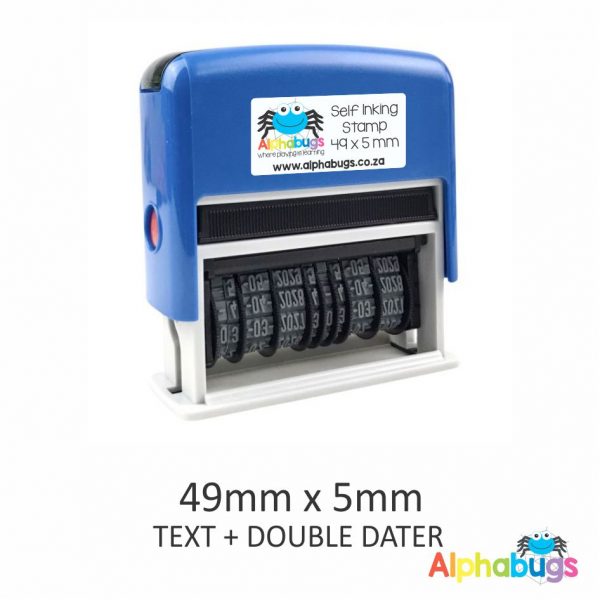 Self-Inking Double Dater + Text 49mm x 5mm