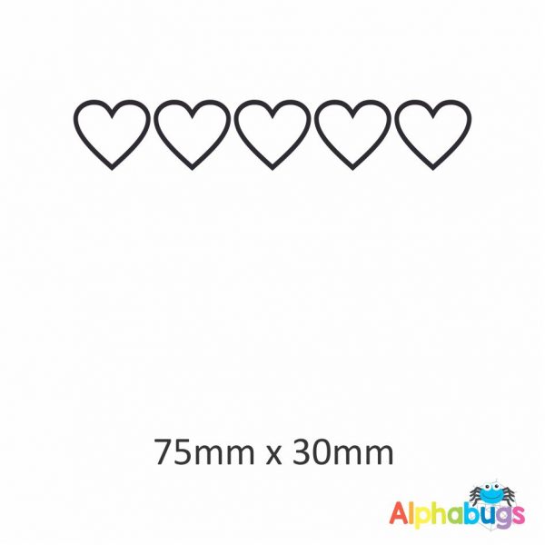 5-Heart Reflection Wooden Stamp 75mm x 30mm